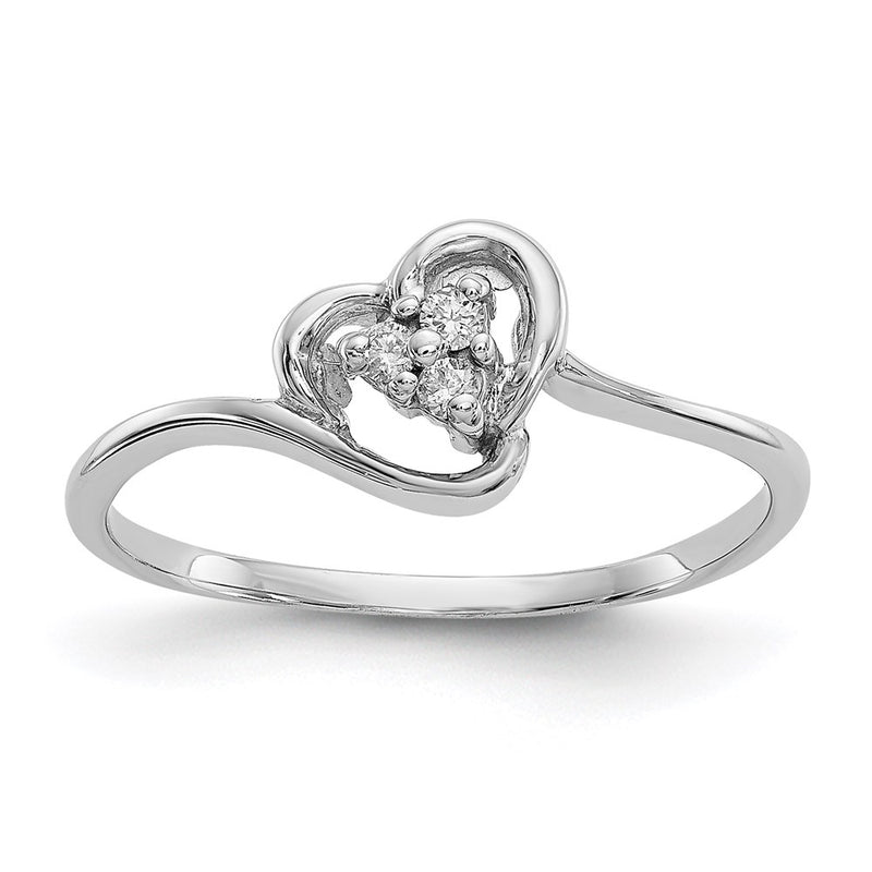 14k White Gold A Real Diamond heart ring