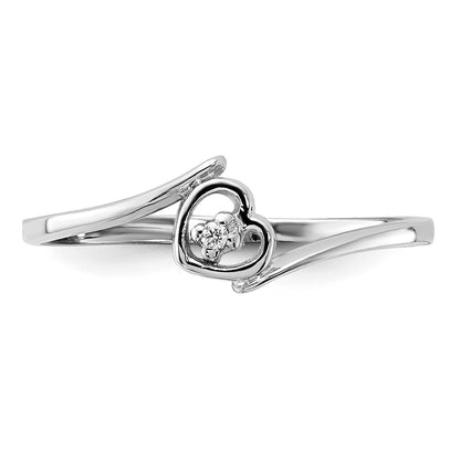 14k White Gold AA Real Diamond heart ring
