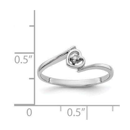 14k White Gold A Real Diamond heart ring