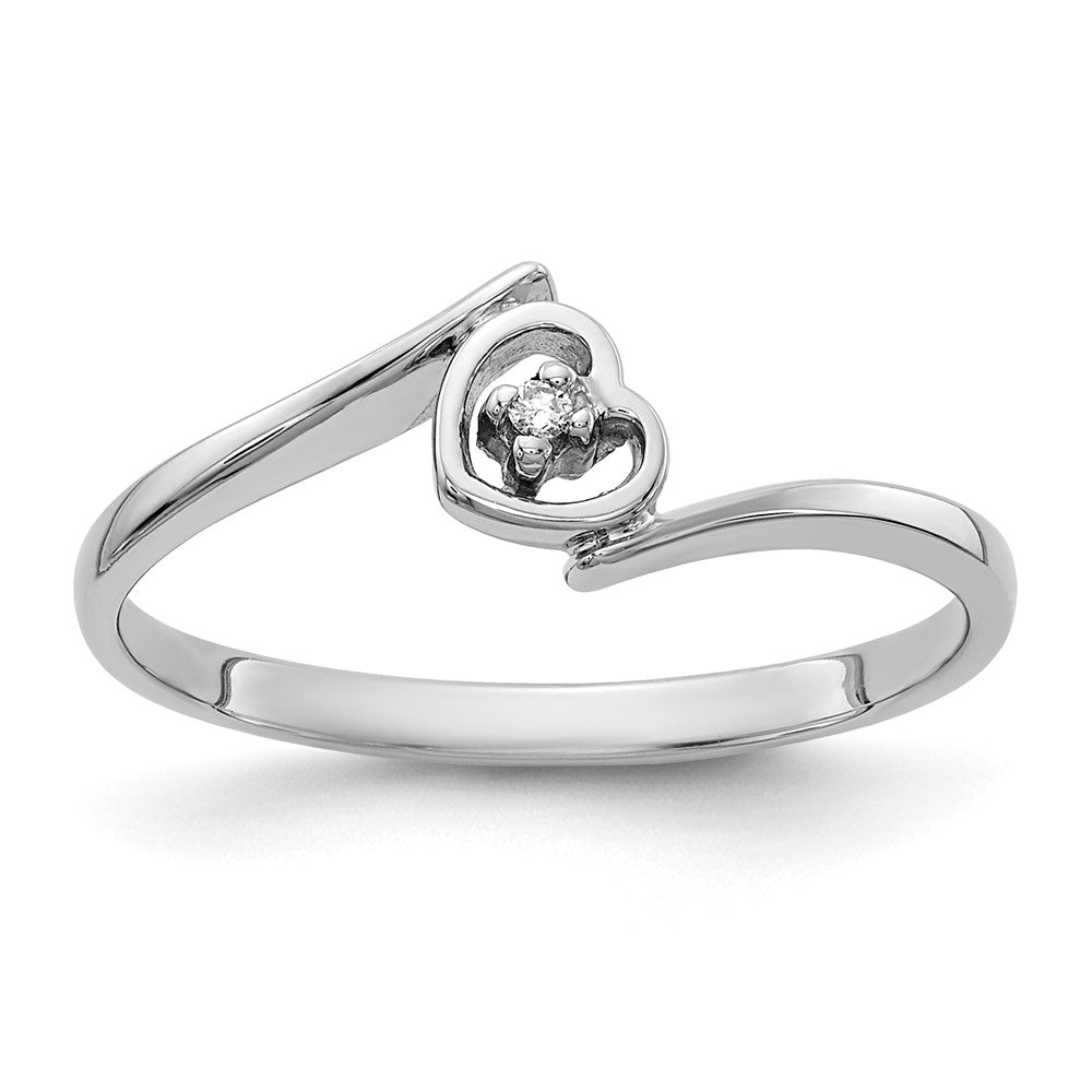 14k White Gold AA Real Diamond heart ring
