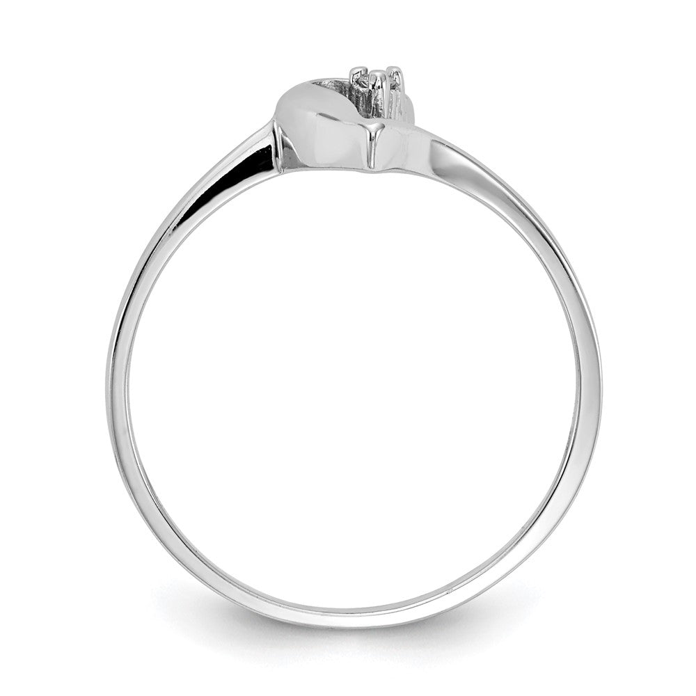 14k White Gold Polished AA Real Diamond heart ring