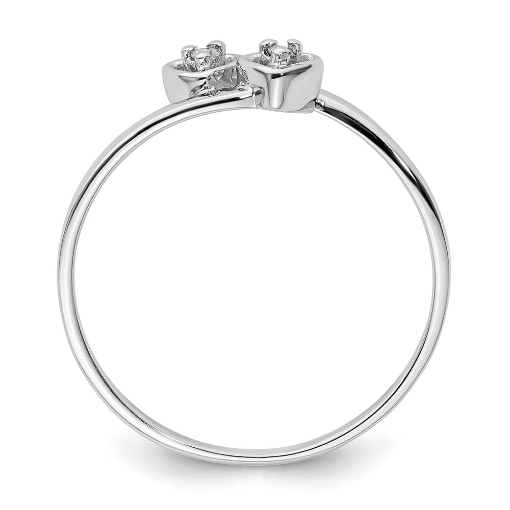 14k White Gold Polished AA Real Diamond heart ring