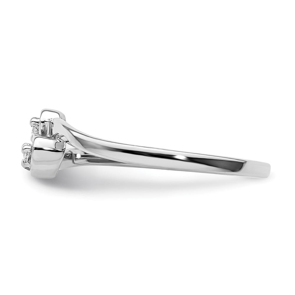 14k White Gold Polished AA Real Diamond heart ring