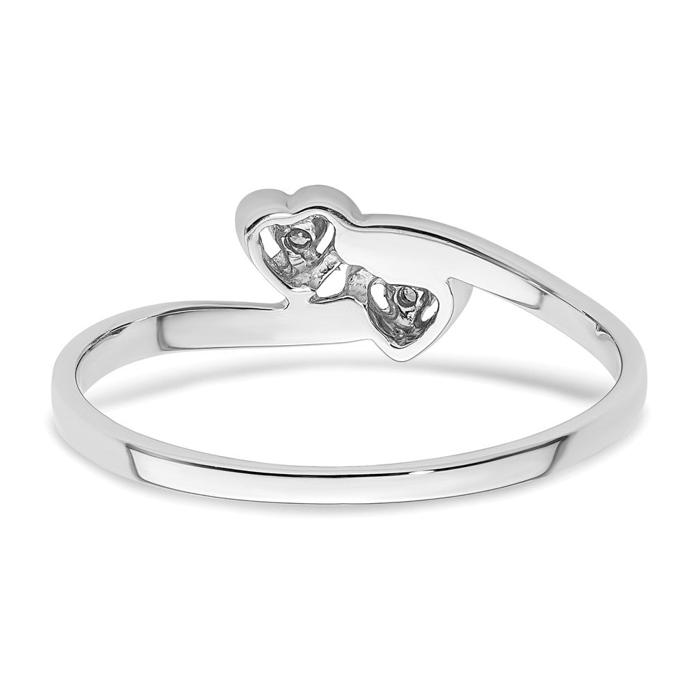 14k White Gold Polished AA Real Diamond heart ring
