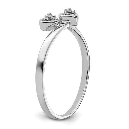 14k White Gold Polished AA Real Diamond heart ring