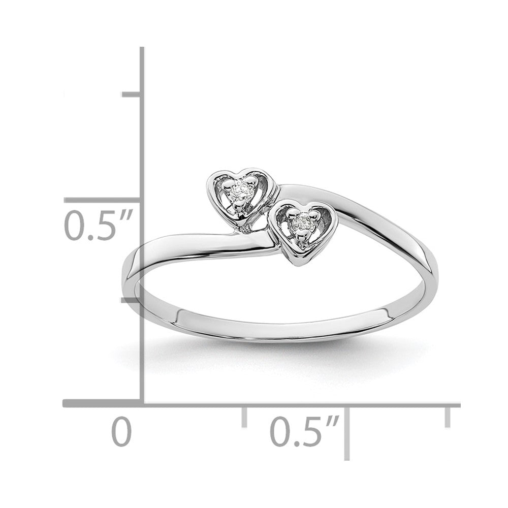 14k White Gold Polished AA Real Diamond heart ring