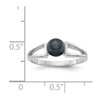 14k White Gold 5.5mm Black FW Cultured Pearl ring