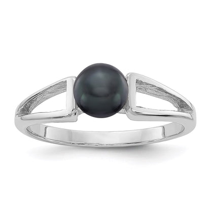 14k White Gold 5.5mm Black FW Cultured Pearl ring
