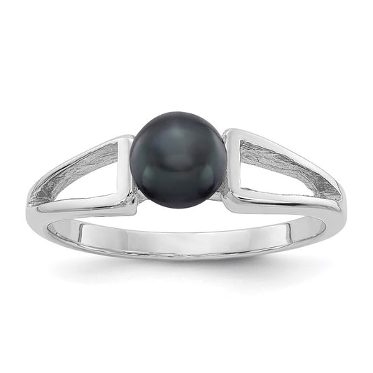 14k White Gold 5.5mm Black FW Cultured Pearl ring