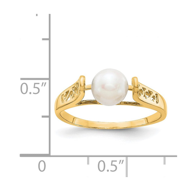14K Yellow Gold 6mm FW Cultured Pearl ring