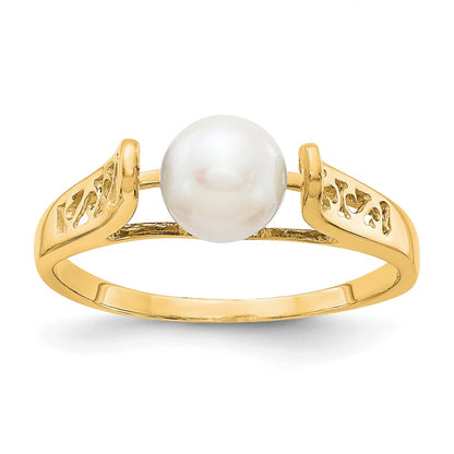 14K Yellow Gold 6mm FW Cultured Pearl ring