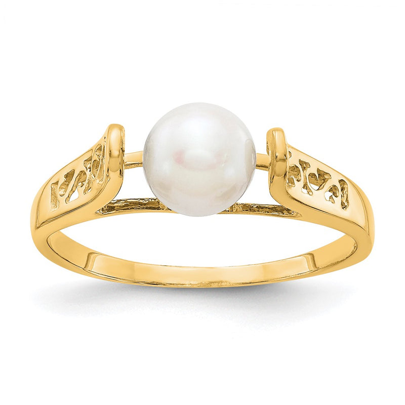 14K Yellow Gold 6mm FW Cultured Pearl ring