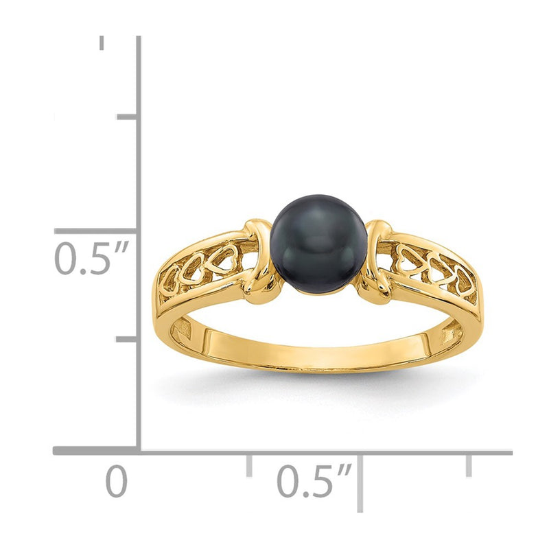 14K Yellow Gold 5.5mm Black FW Cultured Pearl ring