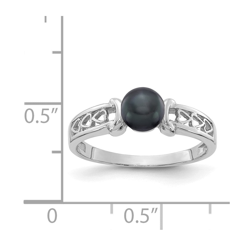 14k White Gold 5.5mm Black FW Cultured Pearl ring