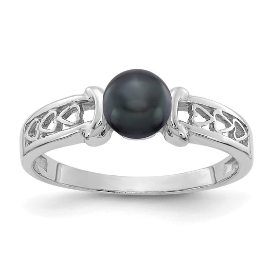 14k White Gold 5.5mm Black FW Cultured Pearl ring