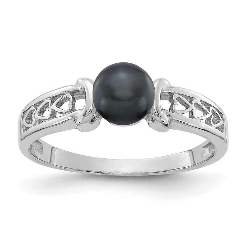 14k White Gold 5.5mm Black FW Cultured Pearl ring