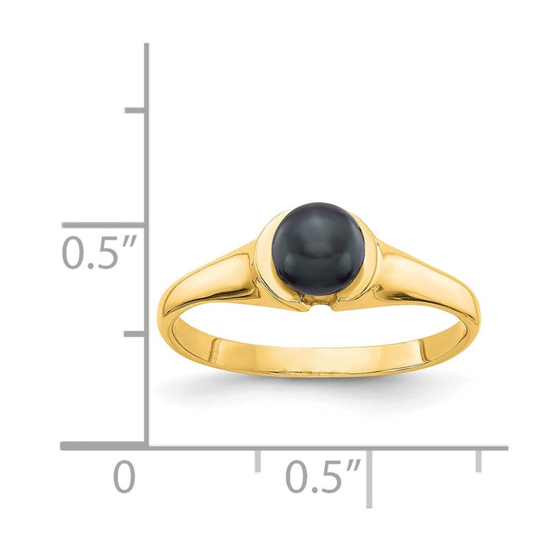 14K Yellow Gold Black FW Cultured Pearl Ring