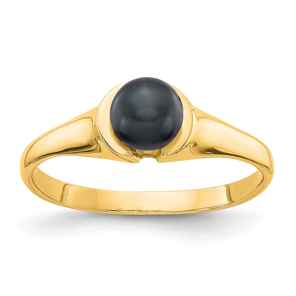 14K Yellow Gold Black FW Cultured Pearl Ring