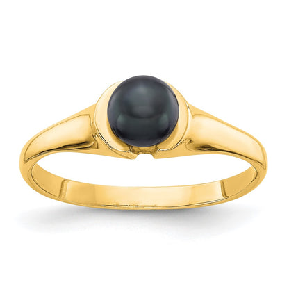 14K Yellow Gold Black FW Cultured Pearl Ring