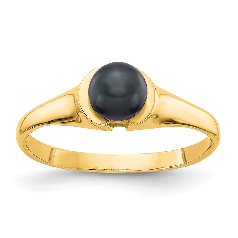 14K Yellow Gold Black FW Cultured Pearl Ring