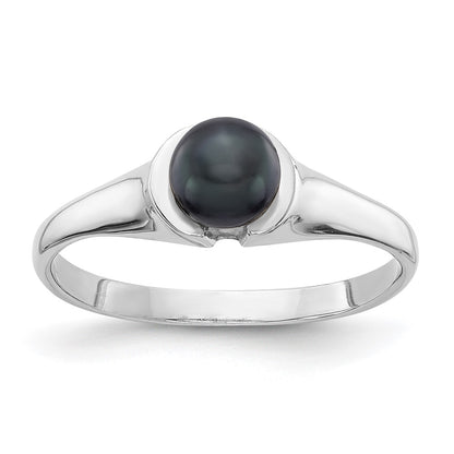 14k White Gold 5mm Black FW Cultured Pearl ring