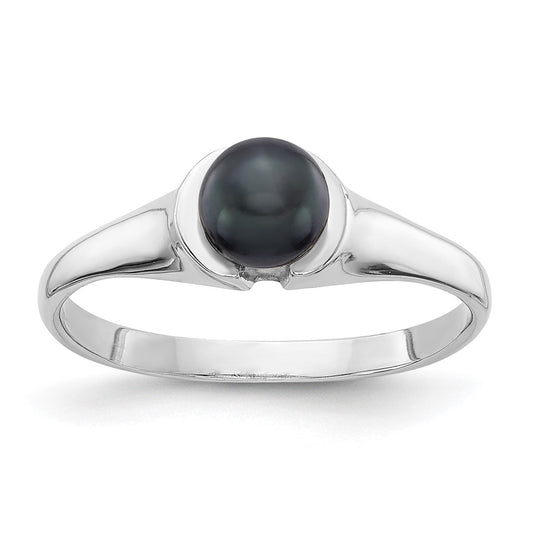 14k White Gold 5mm Black FW Cultured Pearl ring