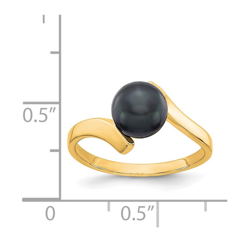 14K Yellow Gold Black FW Cultured Pearl Ring