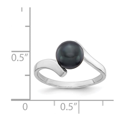 14k White Gold 7mm Black FW Cultured Pearl Ring