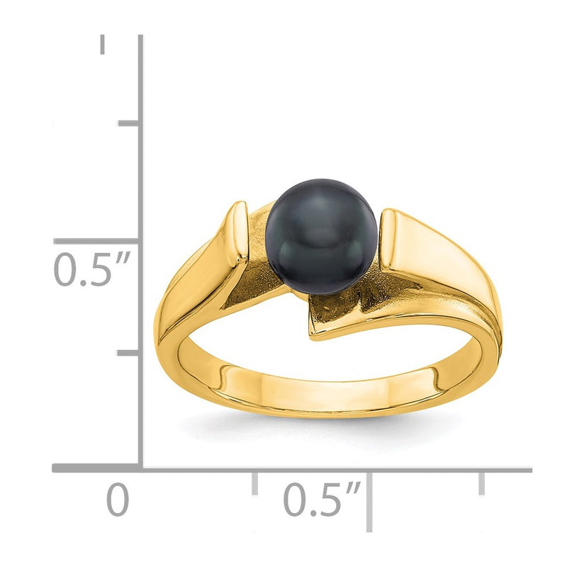 14K Yellow Gold Black FW Cultured Pearl Ring