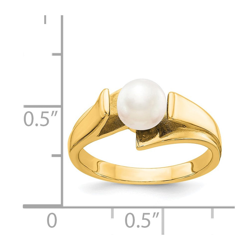 14K Yellow Gold 6mm FW Cultured Pearl ring
