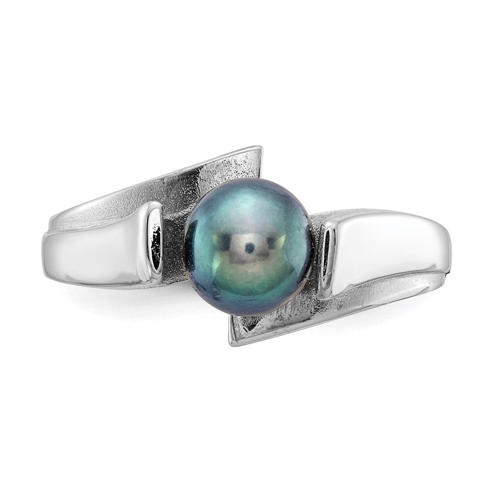 14k White Gold 6mm Black FW Cultured Pearl ring