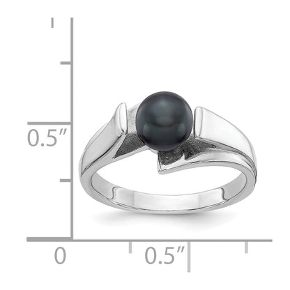 14k White Gold 6mm Black FW Cultured Pearl ring