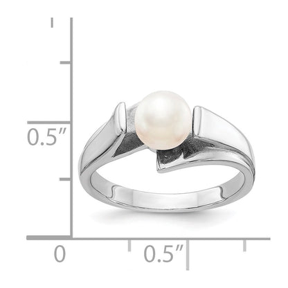 14k White Gold 6mm FW Cultured Pearl ring