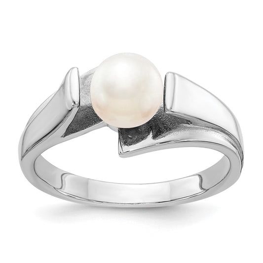 14k White Gold 6mm FW Cultured Pearl ring