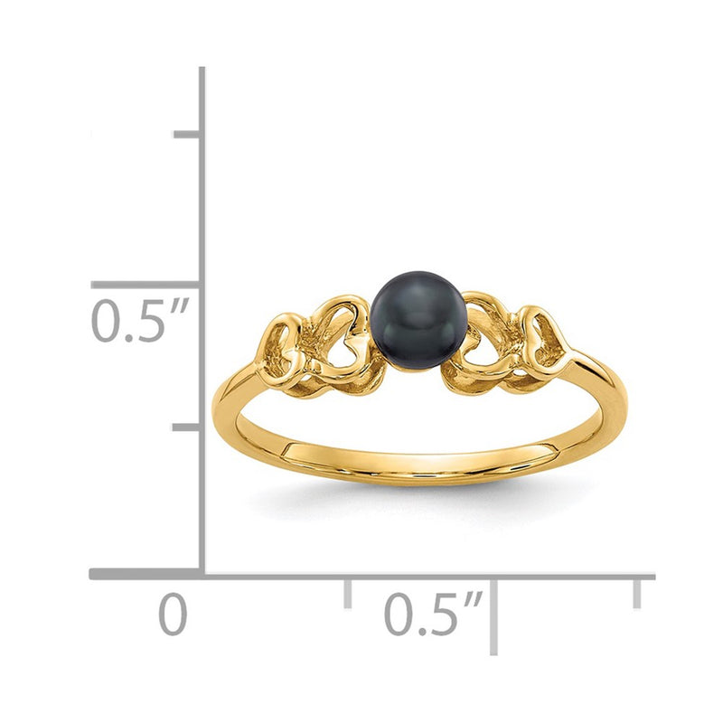 14K Yellow Gold 4mm Black FW Cultured Pearl ring