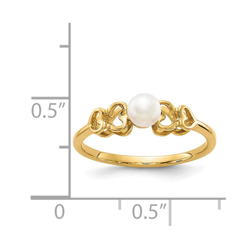 14K Yellow Gold 4mm FW Cultured Pearl Ring