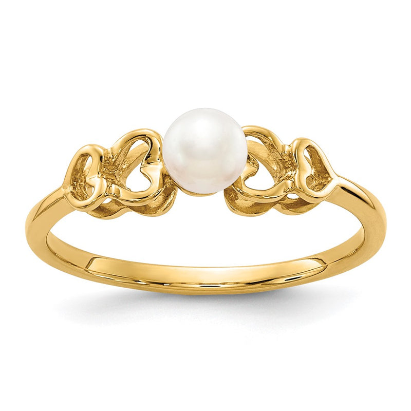 14K Yellow Gold 4mm FW Cultured Pearl Ring