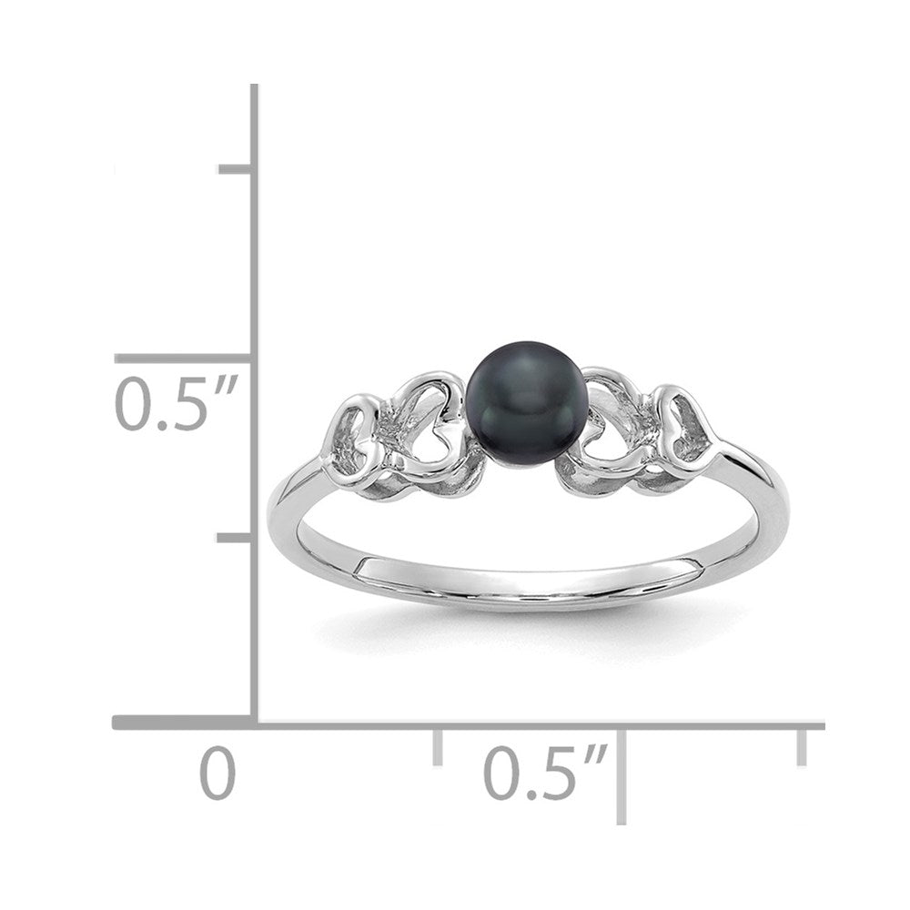 14k White Gold 4mm Black FW Cultured Pearl ring