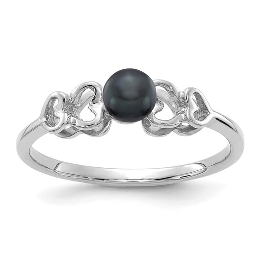 14k White Gold 4mm Black FW Cultured Pearl ring