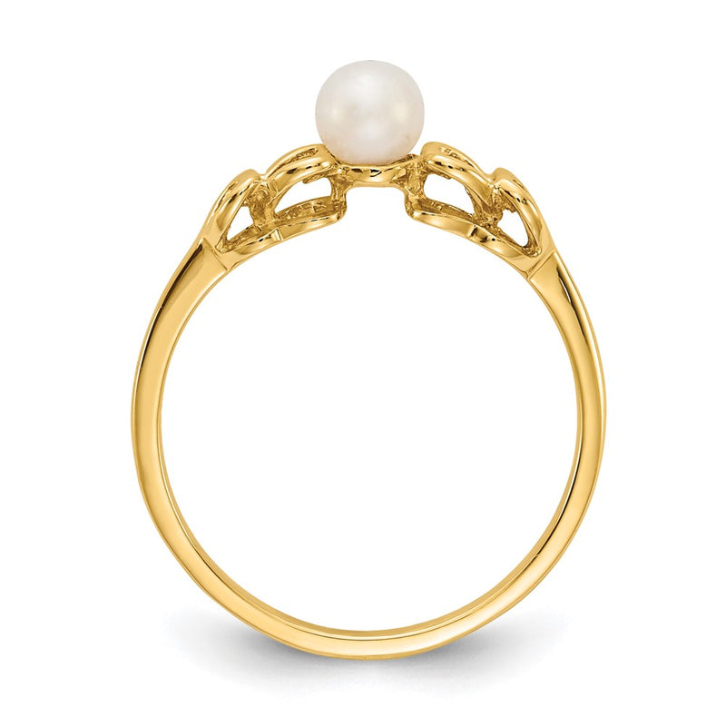 14k White Gold 4mm FW Cultured Pearl ring