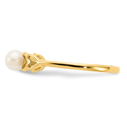 14k White Gold 4mm FW Cultured Pearl ring