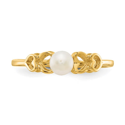 14k White Gold 4mm FW Cultured Pearl ring