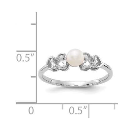 14k White Gold 4mm FW Cultured Pearl ring