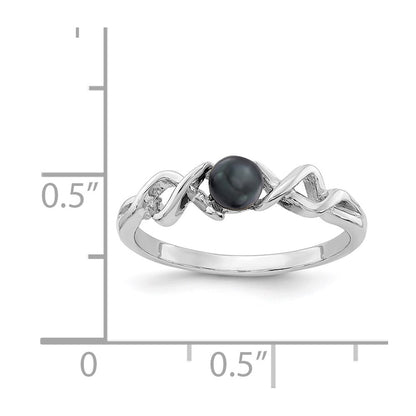 14k White Gold 4mm Black FW Cultured Pearl ring