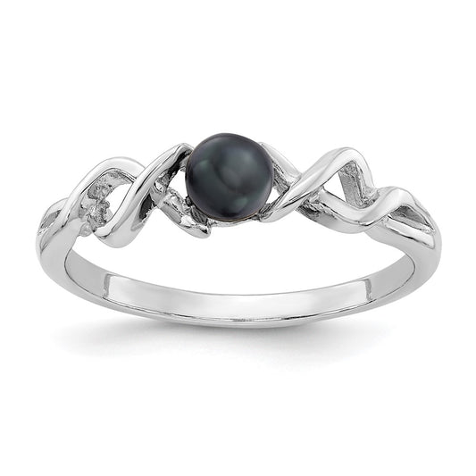14k White Gold 4mm Black FW Cultured Pearl ring