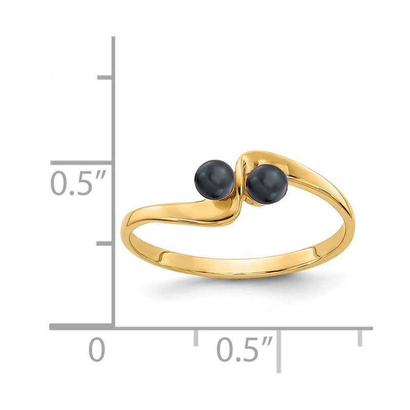 14K Yellow Gold 3mm Black FW Cultured Pearl ring