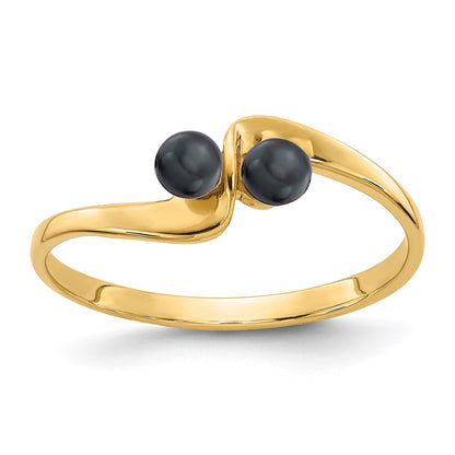 14K Yellow Gold 3mm Black FW Cultured Pearl ring