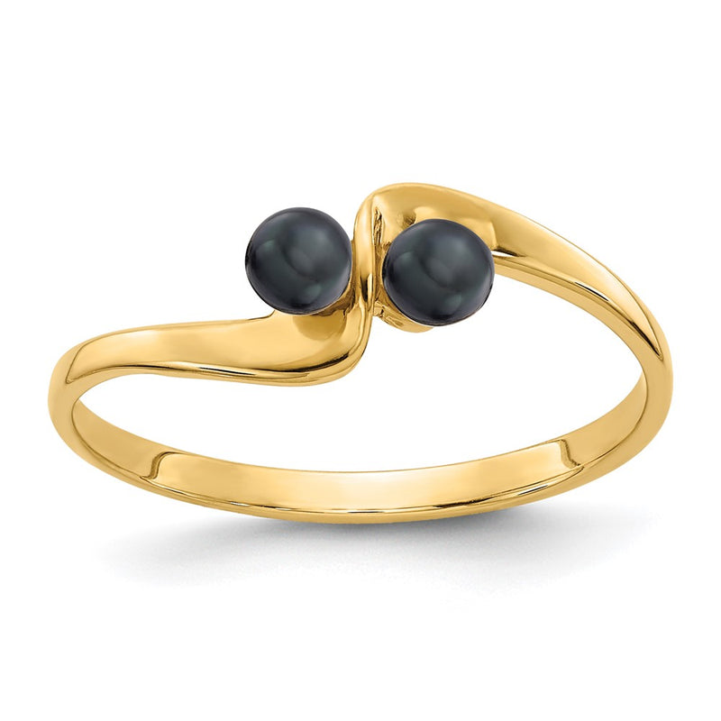 14K Yellow Gold 3mm Black FW Cultured Pearl ring
