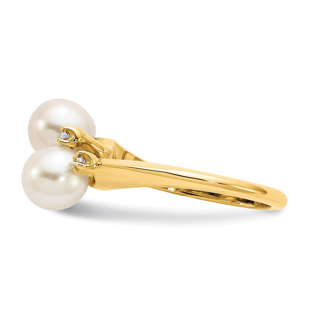 14K Yellow Gold 6mm FW Cultured Pearl A Real Diamond ring