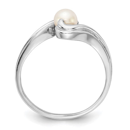 14k White Gold FW Cultured Pearl Real Diamond FW Cultured Pearl ring
